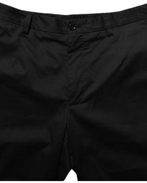 Dolce & Gabbana Black Cotton Mid Waist Men Bermuda Shorts