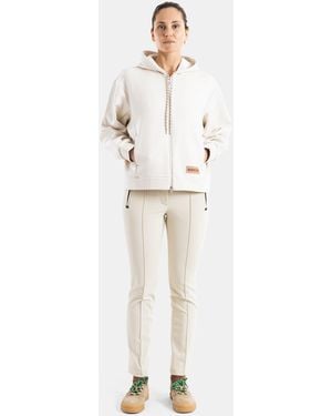 Moncler Zip-Up Hooded Ecru Sweatshirt Jacket - Natural