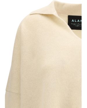 Alanui Sweater With Polo Collar - Natural