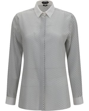 Tom Ford Diamond Print Silk Crêpe De Chine Shirt - Grey