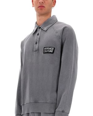 Versace Jeans Couture Sweatshirt With Logo Cotton Sweatshirts - Gray