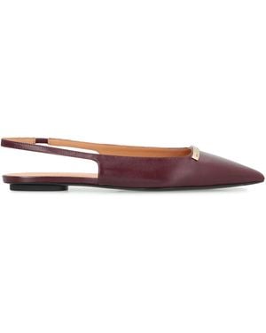 Tod's Pointy-Toe Slingback Ballet Flats Calf Ballerina Shoes - Red