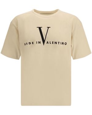 Valentino T-Shirt With A Made Print Cotton T-Shirts - Natural