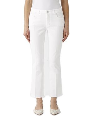 Fay Logo-Patch Mid-Rise Cropped Jeans - White