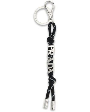 Prada Black Recycled Polyamide Keychain - Metallic