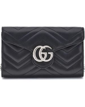 Gucci Gg Marmont Wallet With Chain - Black