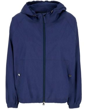 DUNST Summer Breeze Windbreaker Jacket With Front Zip And Hood - Blue