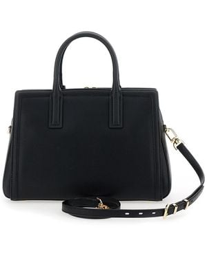 MICHAEL Michael Kors Handbag With Metallic Lettering Logo And Pendant On The Front - Black