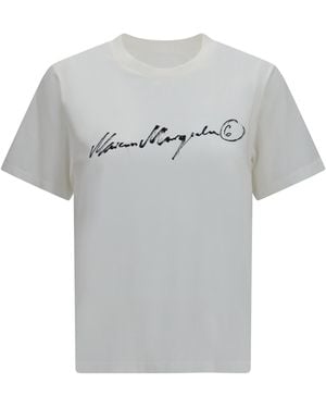 MM6 by Maison Margiela Central-Print T-Shirt Cotton T-Shirts - Grey