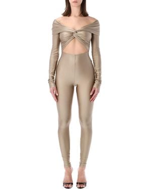 ANDAMANE Stretch Off-Shoulder Cut-Out Jumpsuit - Natural