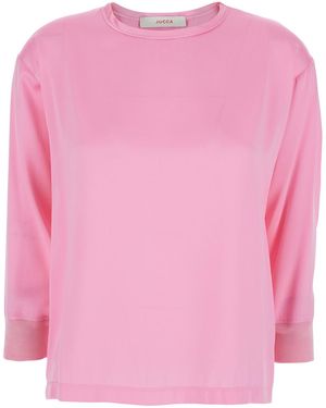 Jucca Long Sleeve Top With Round Neck Shirts And Blouses - Pink