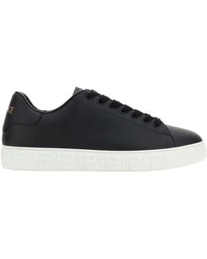 Versace Greca Leather Sneakers - Black