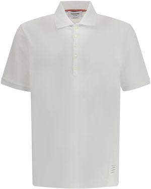 Thom Browne Polo Shirt Whit Iconic Bands - White