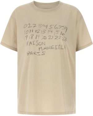 Maison Margiela Logo-Printed Cotton T-Shirt - Natural