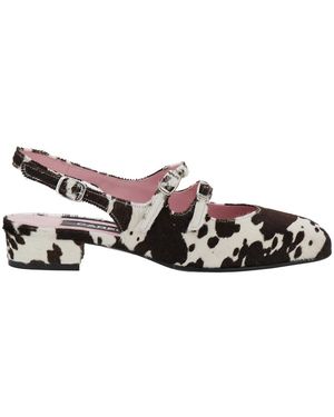 CAREL PARIS Peche Slingback Ballet Shoes With Buckle Strap Closure And Cow Print - White