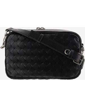 Bottega Veneta Intrecciato Medium Camera Bag Calfskin Leather Messenger - Black