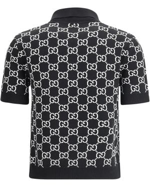 Gucci Reversible Gg Wool Jacquard Polo Shirt - Black