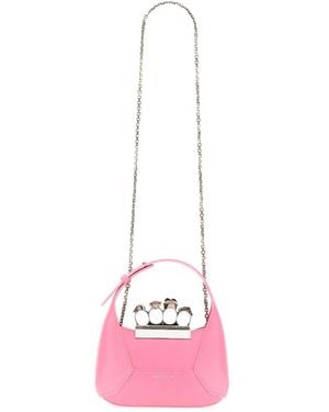 McQueen The Jewelled Hobo Mini Leather Shoulder Bag - Pink