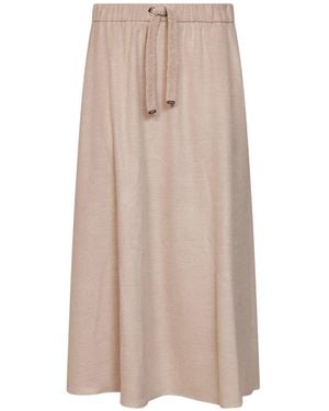 Herno Long Skirt Cashmere-Feel Flannel Polyester - Natural
