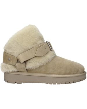 Burberry Leather Ankle Boots - Natural