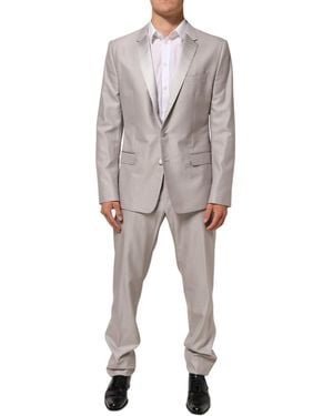 Dolce & Gabbana Light Wool 2 Piece Martini Formal Suit Pl+Se+Wv - Grey