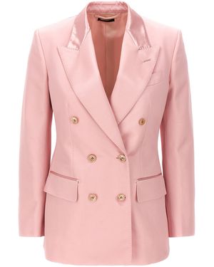 Tom Ford Double-Breasted Duchesse Blazer With Tailored Structure - Pink