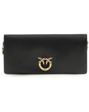 Pinko Love Medium Clutch Bag Calf Leather Bos Taurus Clutches - Black