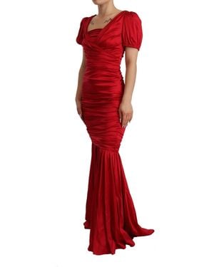 Dolce & Gabbana Elegant Silk Stretch Mermaid Dres - Red