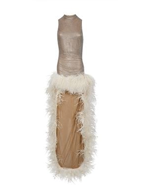 GIUSEPPE DI MORABITO Crystal-Embellished Tulle Asymmetric Maxi Dress - Natural