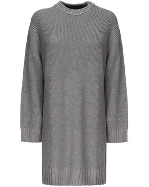 Pinko Ask Wool Blend Knit Dress - Grey
