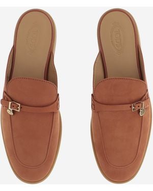 Tod's Leather Sabots Nubuck Shoe - Brown