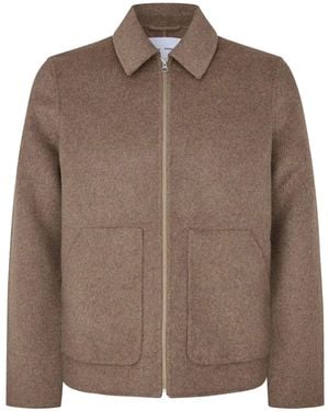 Samsøe & Samsøe Zip Front Wool Blend Jacket - Brown