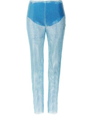GIUSEPPE DI MORABITO Sequin Mesh Trousers Polyamide Elastane - Blue