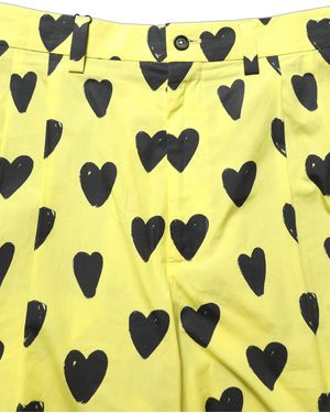 Dolce & Gabbana Cotton Heart Print Bermuda Shorts - Yellow