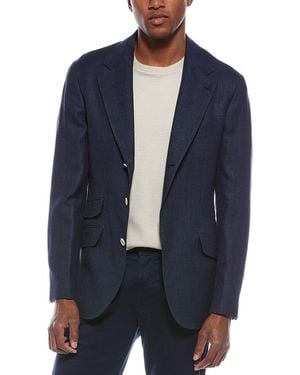 Brunello Cucinelli Plaid Deconstructed Blazer Clothing - Blue