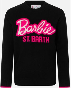 MC2 Saint Barth Girl Crewneck Jumper With Barbie Jacquard - Black