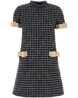 Valentino Garavani Embroidered Tweed Mini Dress - Black