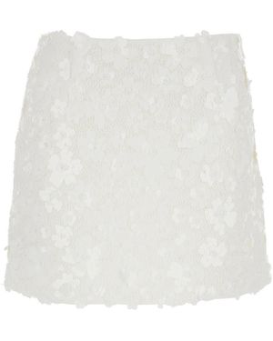 MICHAEL Michael Kors Floral Lace Midrise Miniskirt With Appliqué Detailing - White