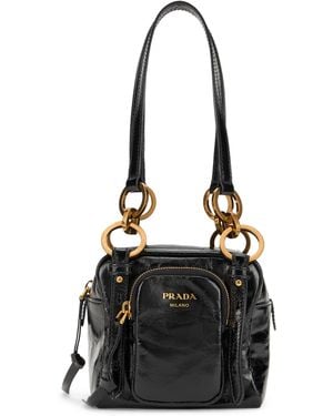 Prada Leather Dangle Bag Calf Handbags - Black