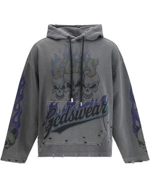Gcds Hoodie With Graphic Print - Grey