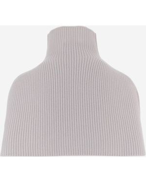 Sa Su Phi Cashmere High Neck Shawl Capes - White