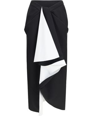 Givenchy Draped Midi Skirt Double-Faced Wool And Mohair Merino Ovis Aries; Silk - Black