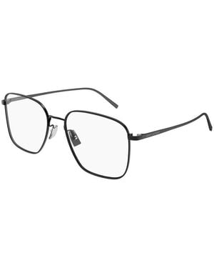 Saint Laurent Eyeglasses Square Full Rim, Matte Frame And Clear Demo Lenses Lens Sl491004 - Black