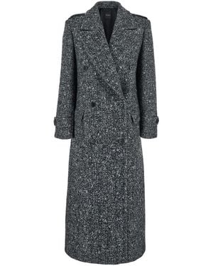 Le Plain Double-Breasted Coat With Wide Notched Revers - Gray