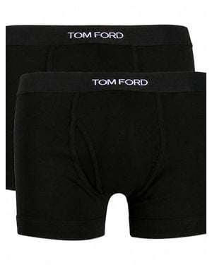 Tom Ford Boxer Briefs Two-Pack Cotton Underwear - Black