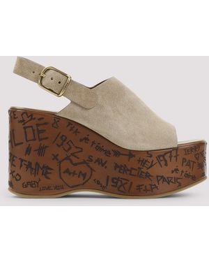 Chloé Maxime Wedges Sandals - Brown
