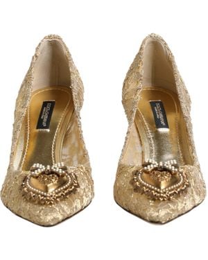 Dolce & Gabbana Taormina Lace Devotion Court Shoes Shoes Pa+Pl+Lamb - Natural