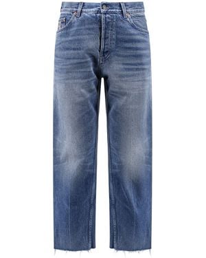 Gucci Logo Patch Cropped Jeans 100% Cotton - Blue