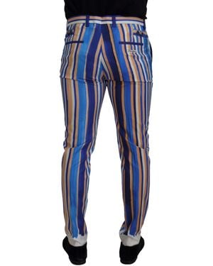 Dolce & Gabbana Sleek Striped Slim Fit Chinos - Blue