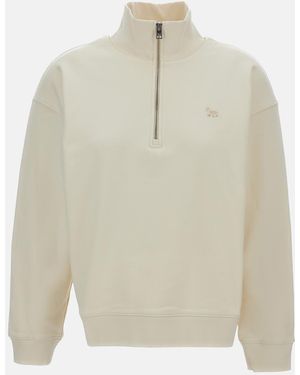 Maison Kitsuné Baby Fox Half-Zip Sweatshirt - White